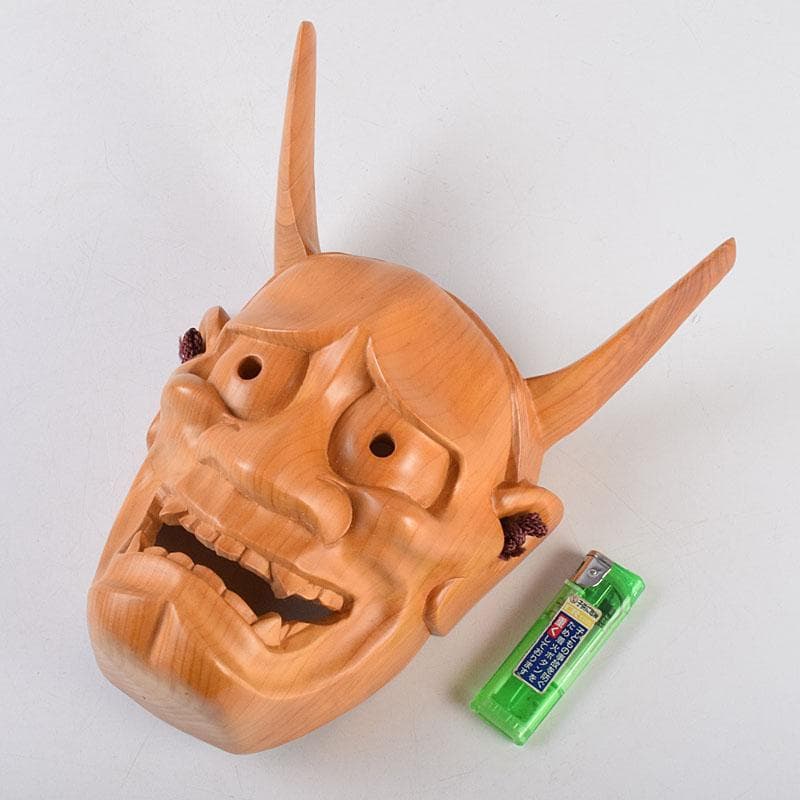 佐藤朱篭斎作　能面　木彫　般若　時代箱付　V　R9283