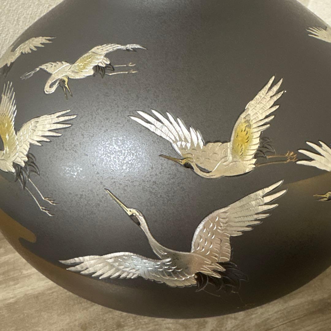 大型　特大　真峰　高岡銅器　花瓶　飾り壺　ビンテージ〈検 茶道　池坊　立花　置物