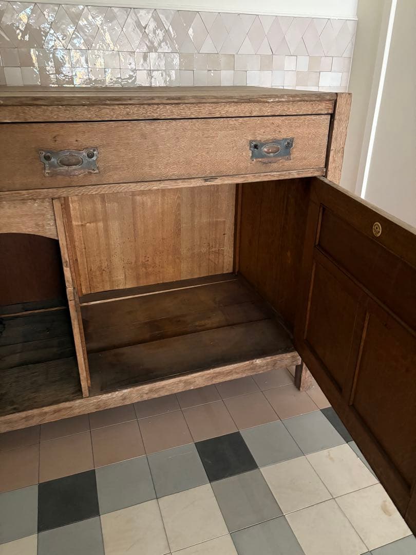 フレンチシャビーアンティーク 木製洗面台 陶器製洗面ボウル付き