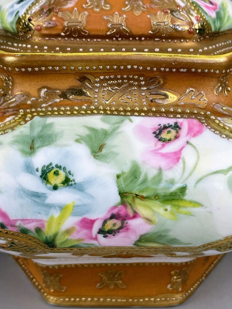 【希少】オールドノリタケ 約２４cm ポピー紋ジュエル付 ビスケットジャー