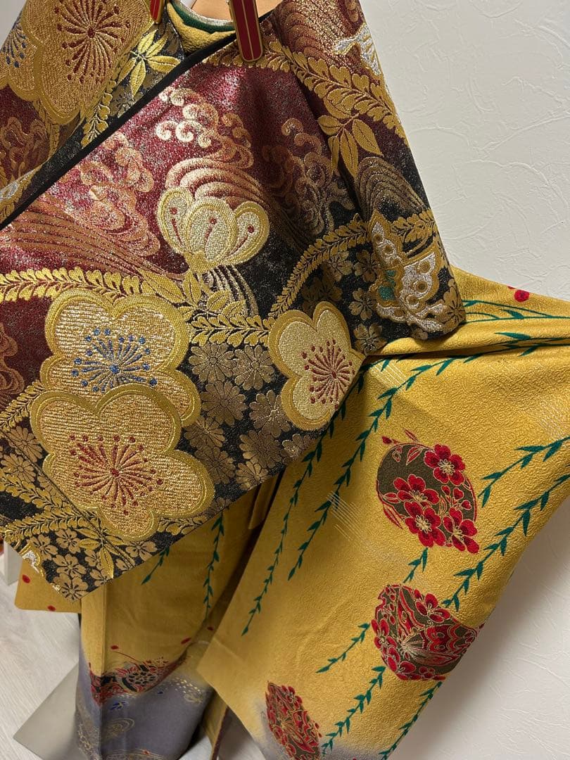 豪華新品西陣織袋帯付き　正絹振袖フルセットお探しの方に！！アースカラー　成人式