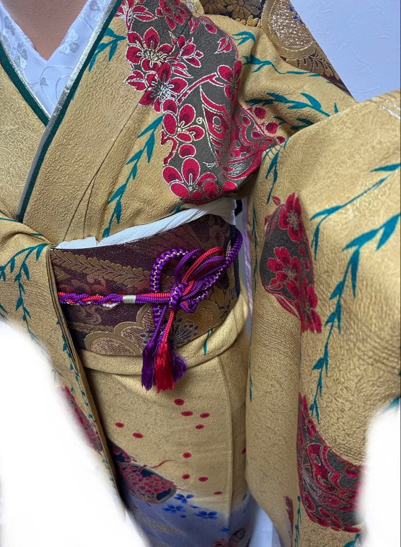 豪華新品西陣織袋帯付き　正絹振袖フルセットお探しの方に！！アースカラー　成人式