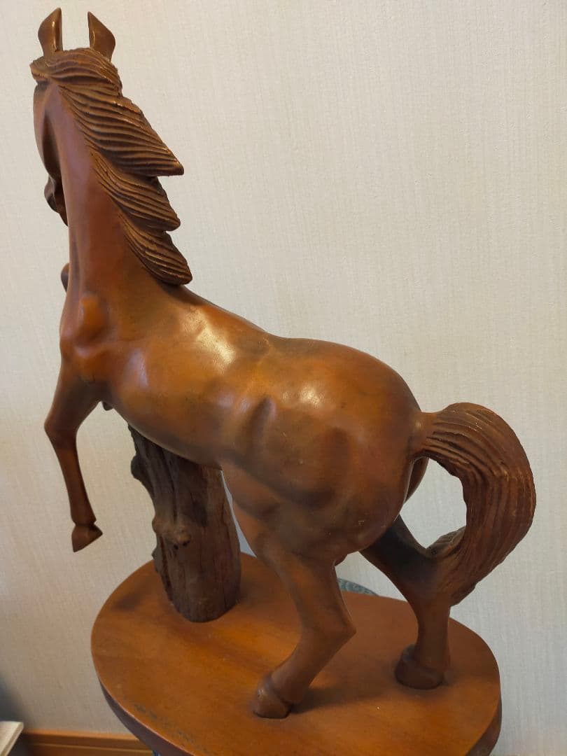 セール中! ❗馬の木彫り　大型　干支　開運縁起物　アンティーク　約55cm