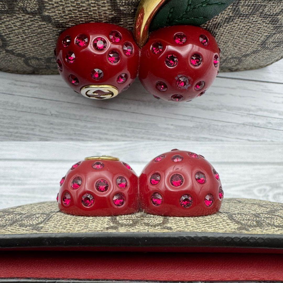 【美品】 GUCCI インターロッキング GG チェリー 二つ折り財布 PVC