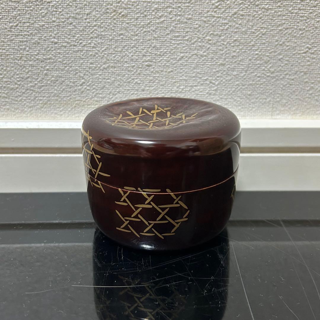 表完　籠目蒔絵溜竹平棗　茶道具懐石茶箱鵬雲斎坐忘斎淡々斎即中斎七事式水屋道具香合