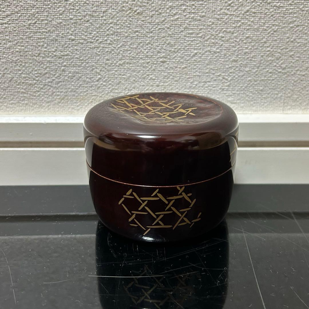 表完　籠目蒔絵溜竹平棗　茶道具懐石茶箱鵬雲斎坐忘斎淡々斎即中斎七事式水屋道具香合