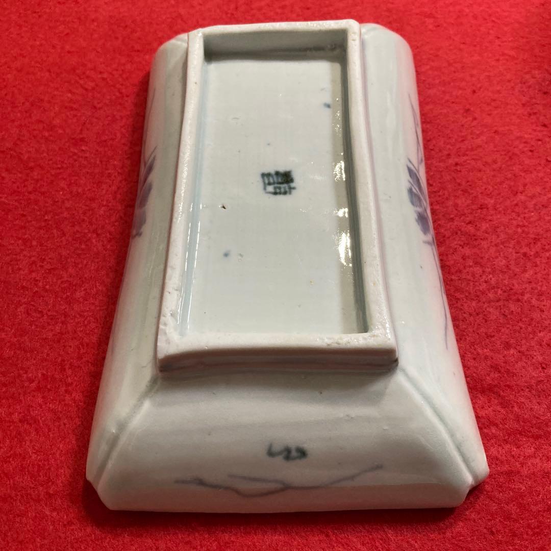 古陶磁　古伊万里　白磁染付山水図長皿　無傷完品　（江戸期）