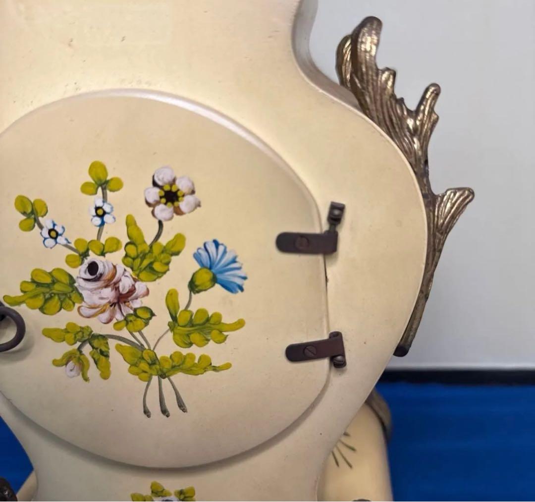 アンティーク調 置き時計 卓上時計 花柄 ゴールド系 インテリア