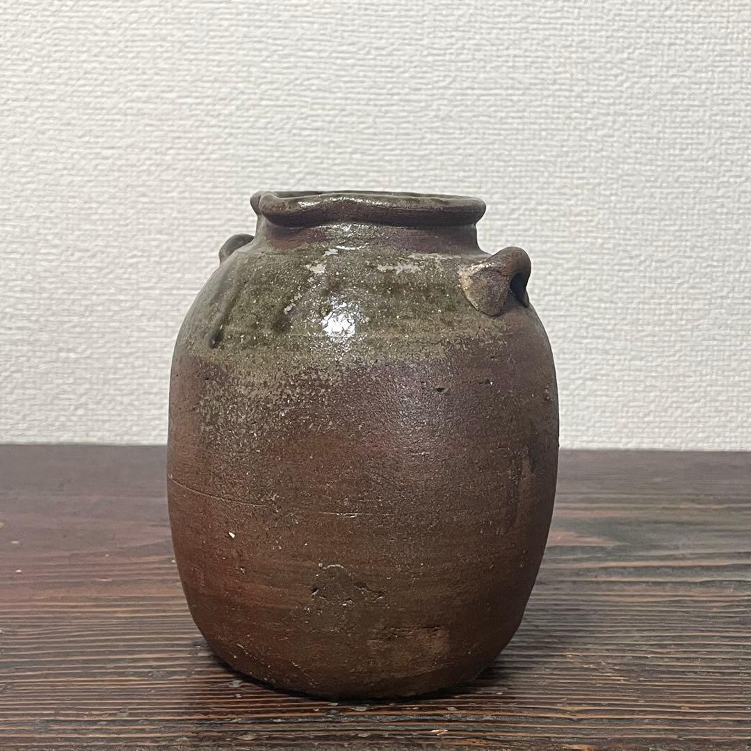 古備前 自然釉 雀口 鳶口 双耳壺 小壷 蹲 花器 花入 常滑焼 六古窯