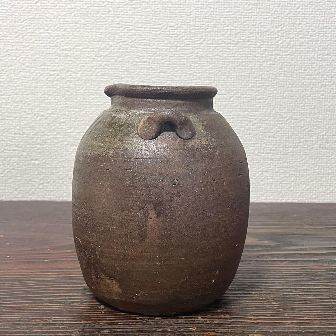 古備前 自然釉 雀口 鳶口 双耳壺 小壷 蹲 花器 花入 常滑焼 六古窯