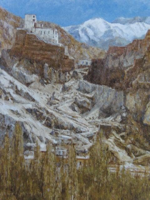 嶋津俊則、【バスゴーの城跡と僧院】、希少な画集画、新品高級額・額装付