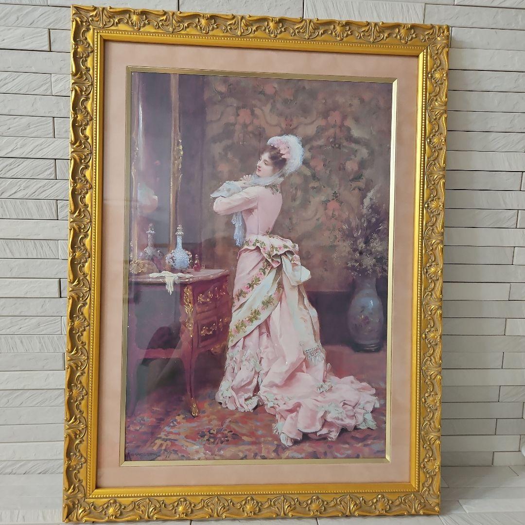 鏡の前の装い　ジュール　ジェームス　ルージュロン　ポスター切り取りの額装