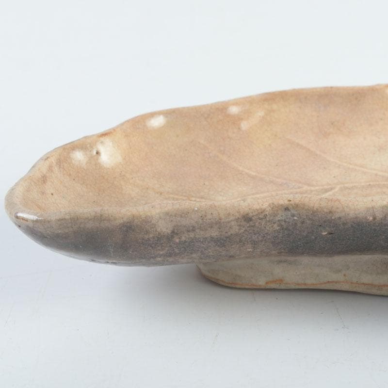 萩焼　十一代　坂高麗左衛門（韓峯）作　葉形　銘々皿　五客　時代箱　V　9500