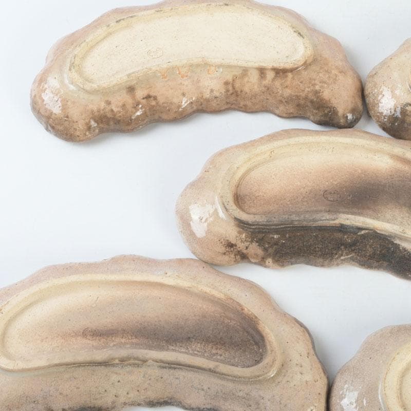 萩焼　十一代　坂高麗左衛門（韓峯）作　葉形　銘々皿　五客　時代箱　V　9500