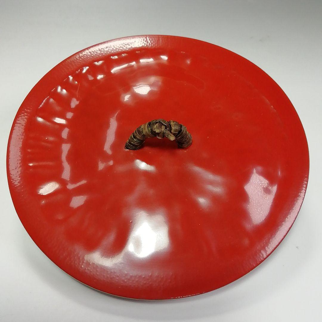 Ｓ４１０　水指　『太鼓胴　朱竹水指』『塗師　助田宗明作』　共箱　茶道具