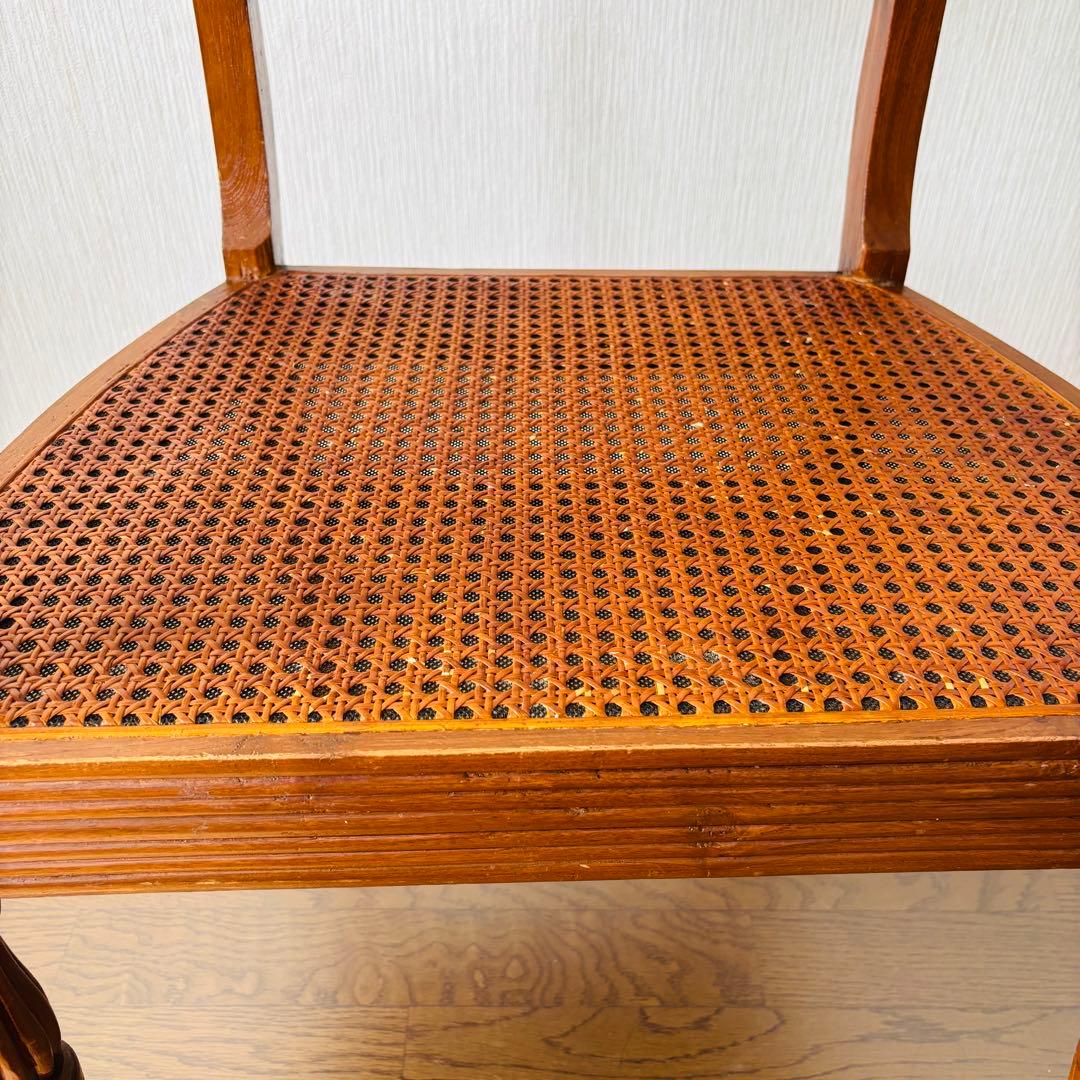 送料込み ヴィンテージ アームチェア 英国調 チッペンデール風 椅子 ラタン座面