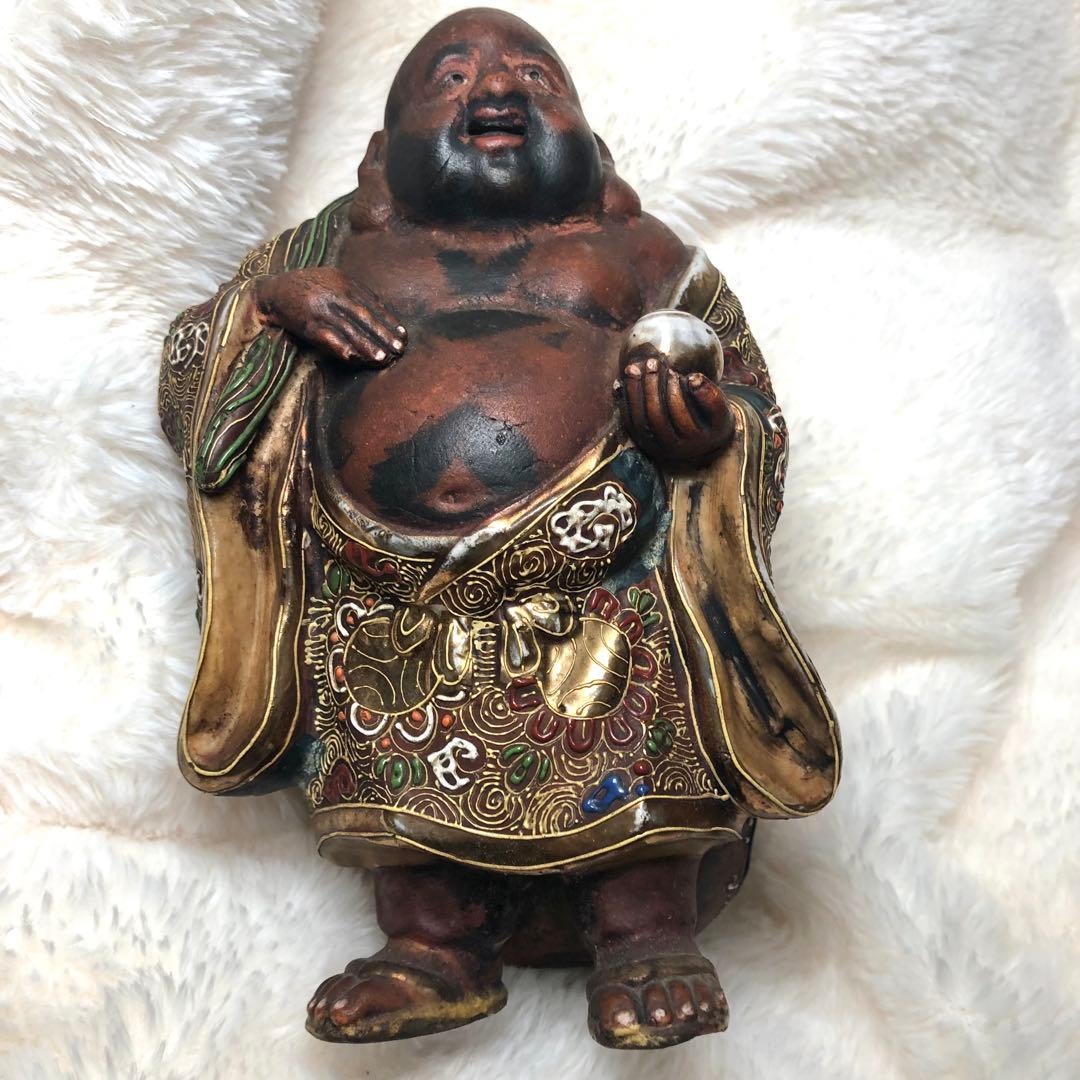 古民家　布袋仏像　極細工彫刻　旧家蔵出　人形　骨董品　アンティーク