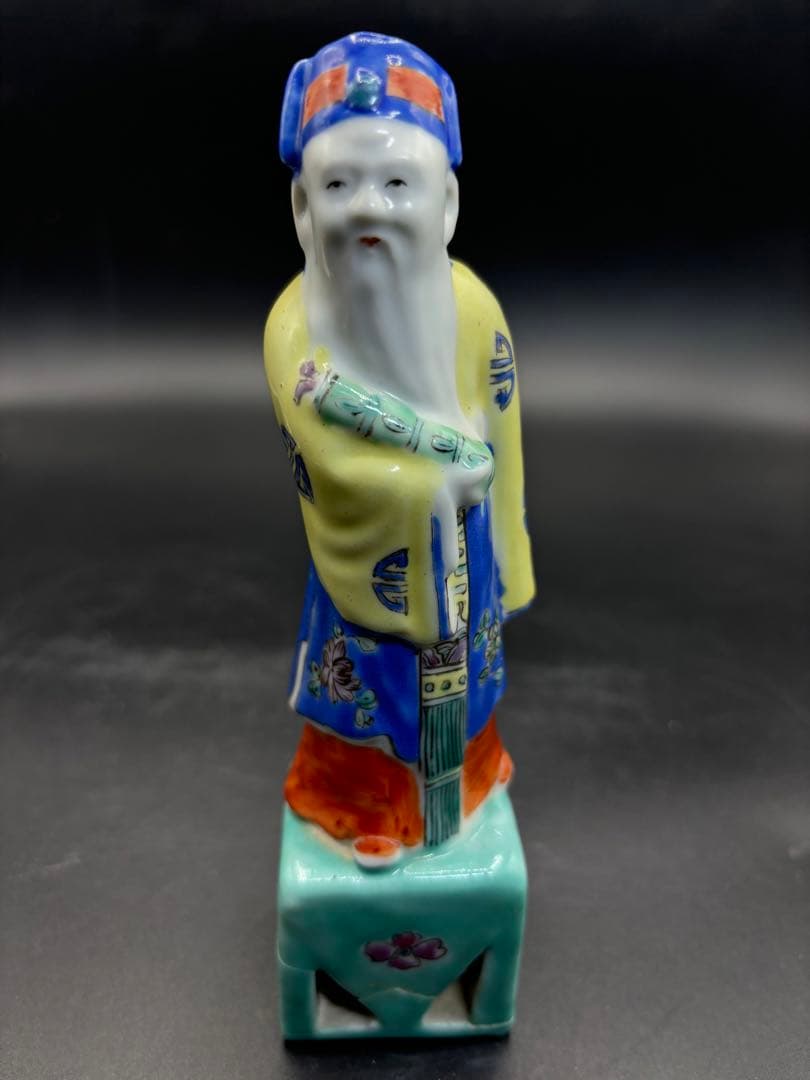 中国美術 古玩 色絵陶人形 陶器人形 高さ約17cm 置物 オブジェ 古董品