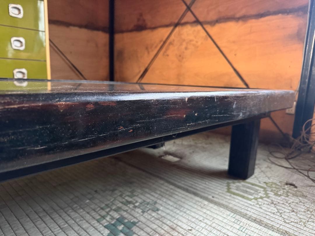 木彫 彫刻 ヴィンテージ ローテーブル 黒檀 センター リビング テーブル 座卓