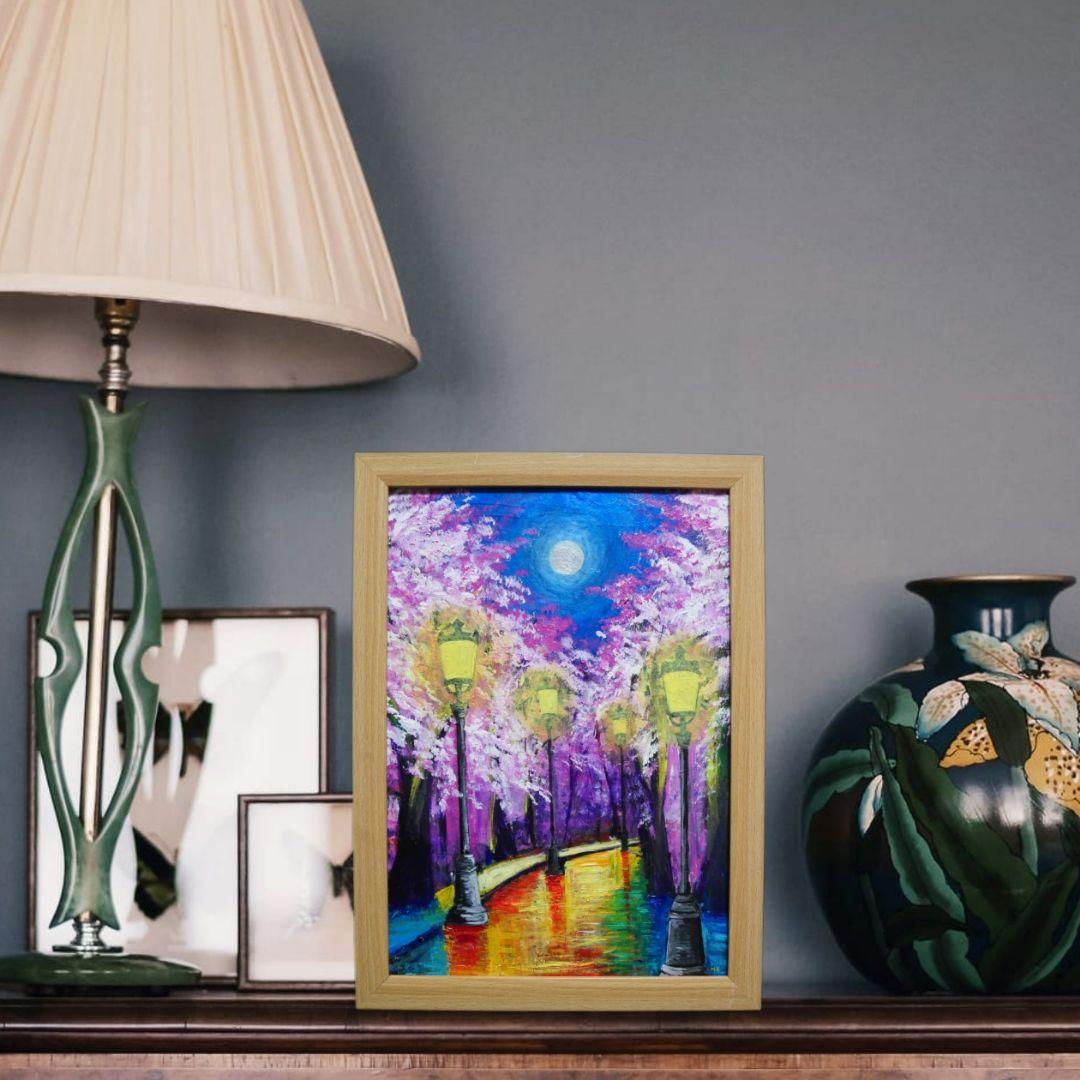 油絵 油彩 絵 絵画 【桜のライトアップ】 】