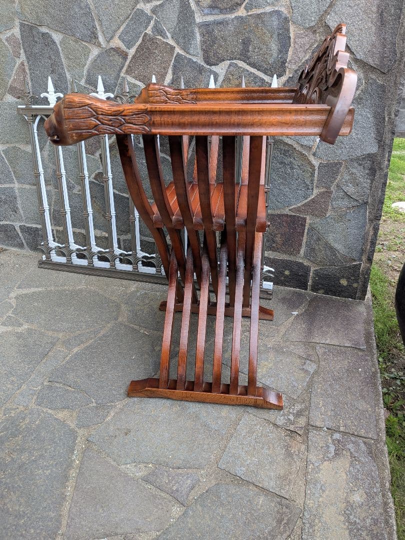 ①イタリア製　サヴォナローラチェア アンティーク家具