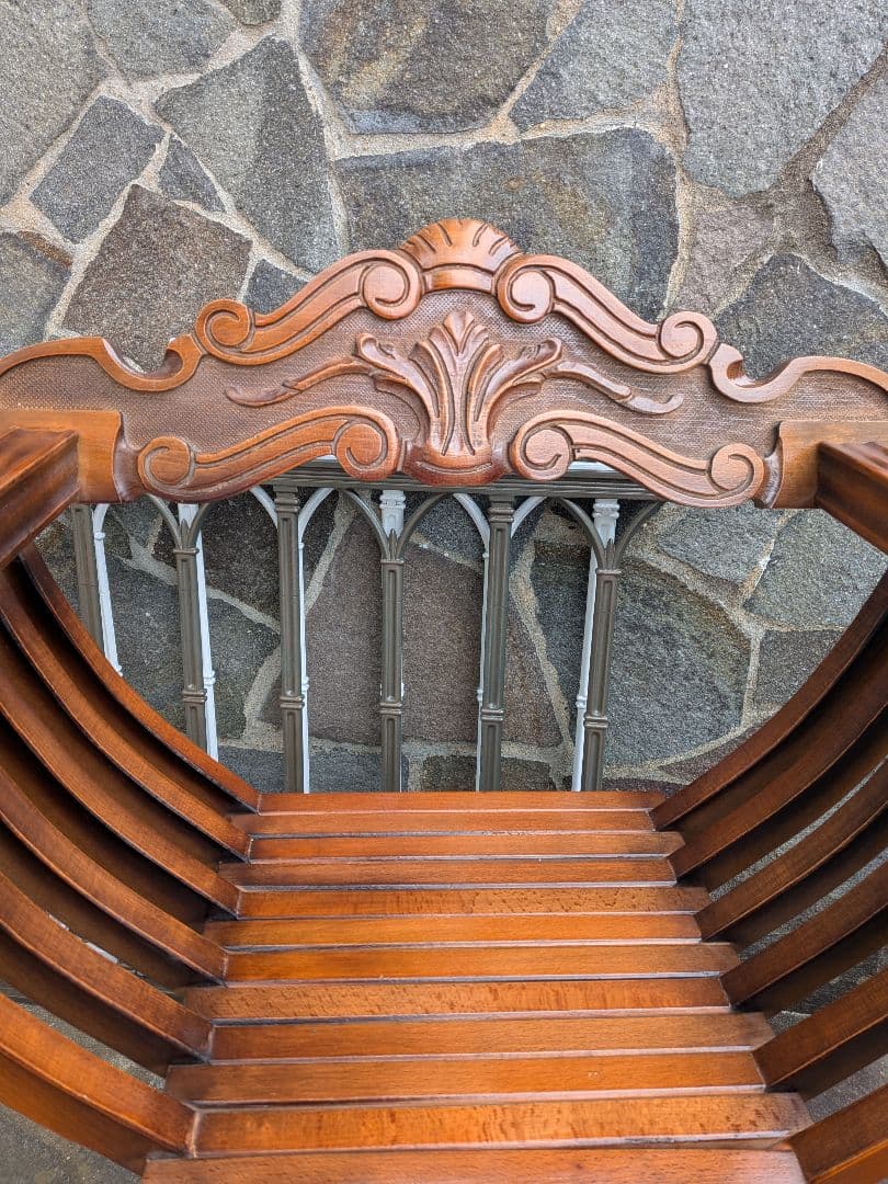 ①イタリア製　サヴォナローラチェア アンティーク家具