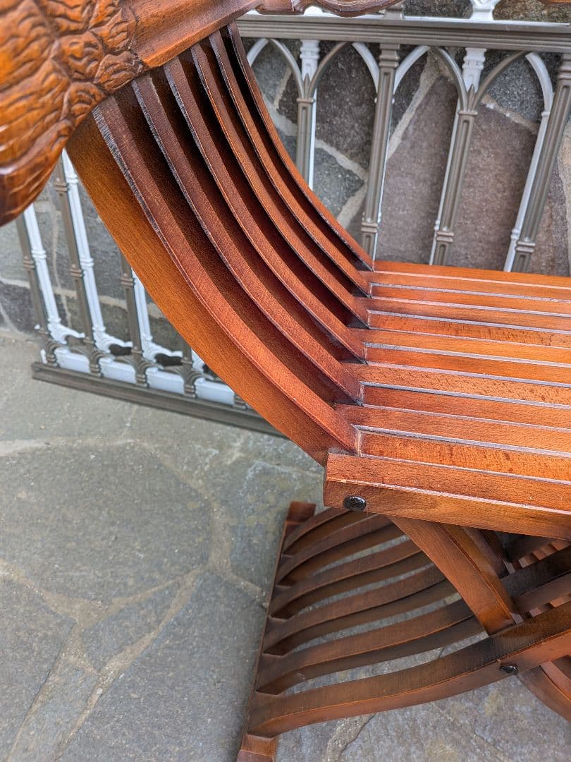 ①イタリア製　サヴォナローラチェア アンティーク家具