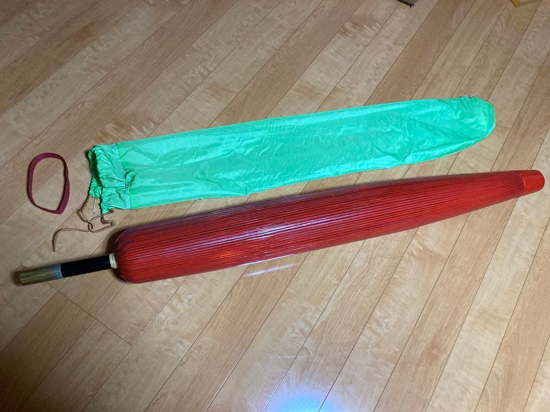 茶道具　野点傘　赤　袋と箱付き