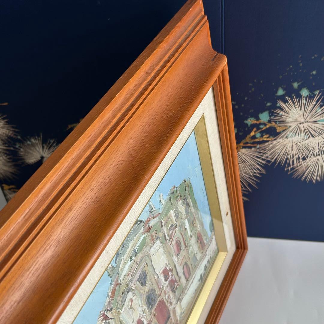 サイン入り　在銘 油彩画 【オビドス礼拝堂】建物風景 インテリア　美術品