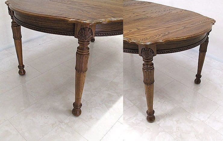 美品　シンリー 英国クラシック　オーク無垢材エクステンションダイニングテーブル