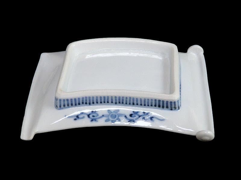 大聖寺伊万里　生け花の図　巻物型変形皿　E329AS-CQp