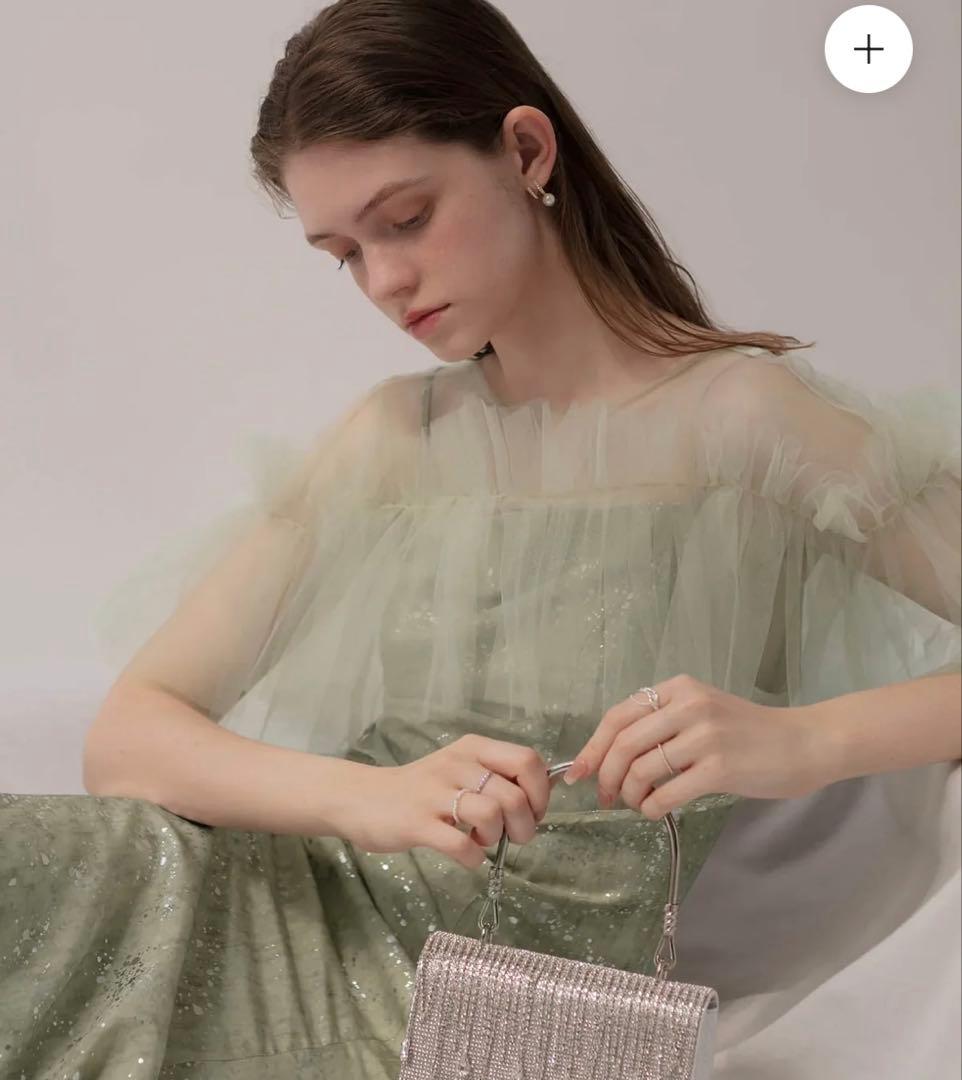 チュールフリルボレロペイントマーメイドワンピースドレス　leja