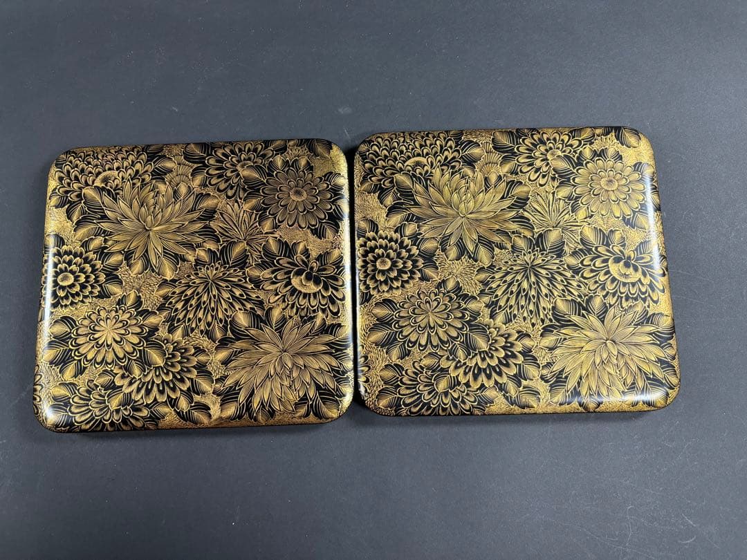 セール　輪島塗　重箱　菊　総沈金五段　5段　お正月　能登　共箱　重台