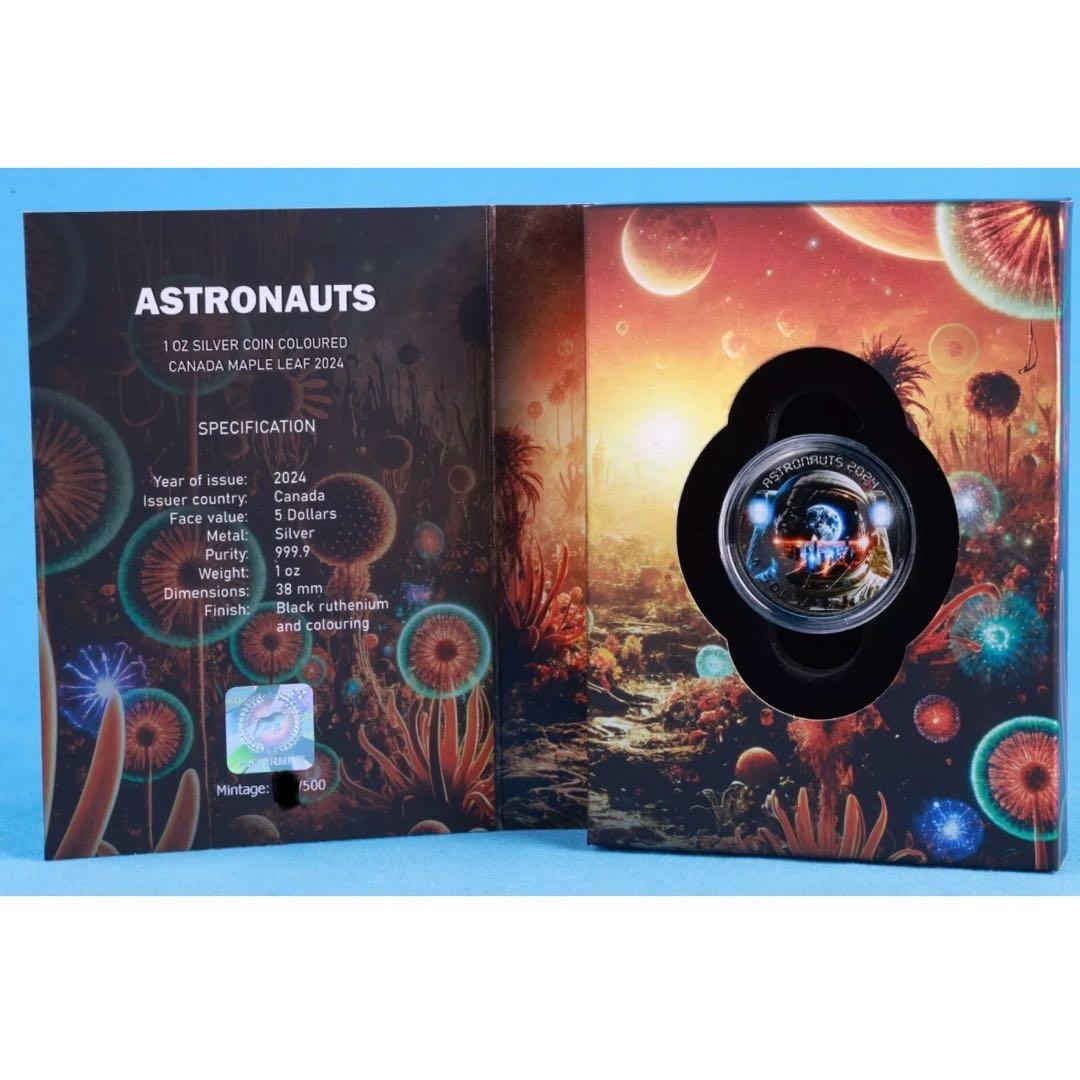 メイプルリーフ 銀貨 アストロノーツ 両面カラー ブラックルテニウム 1オンス