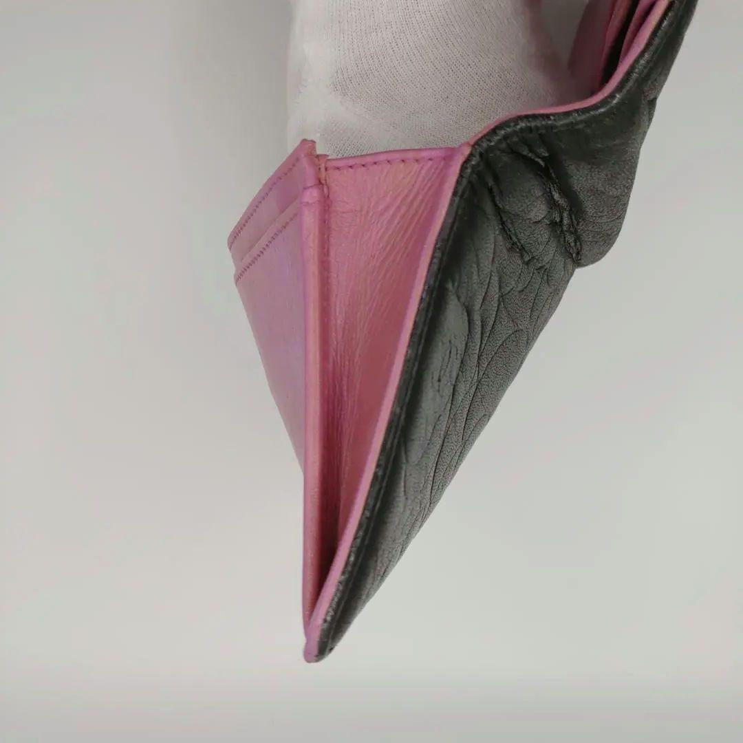 シャネル　カメリア　二つ折り　長財布　黒　ピンク　ブラック