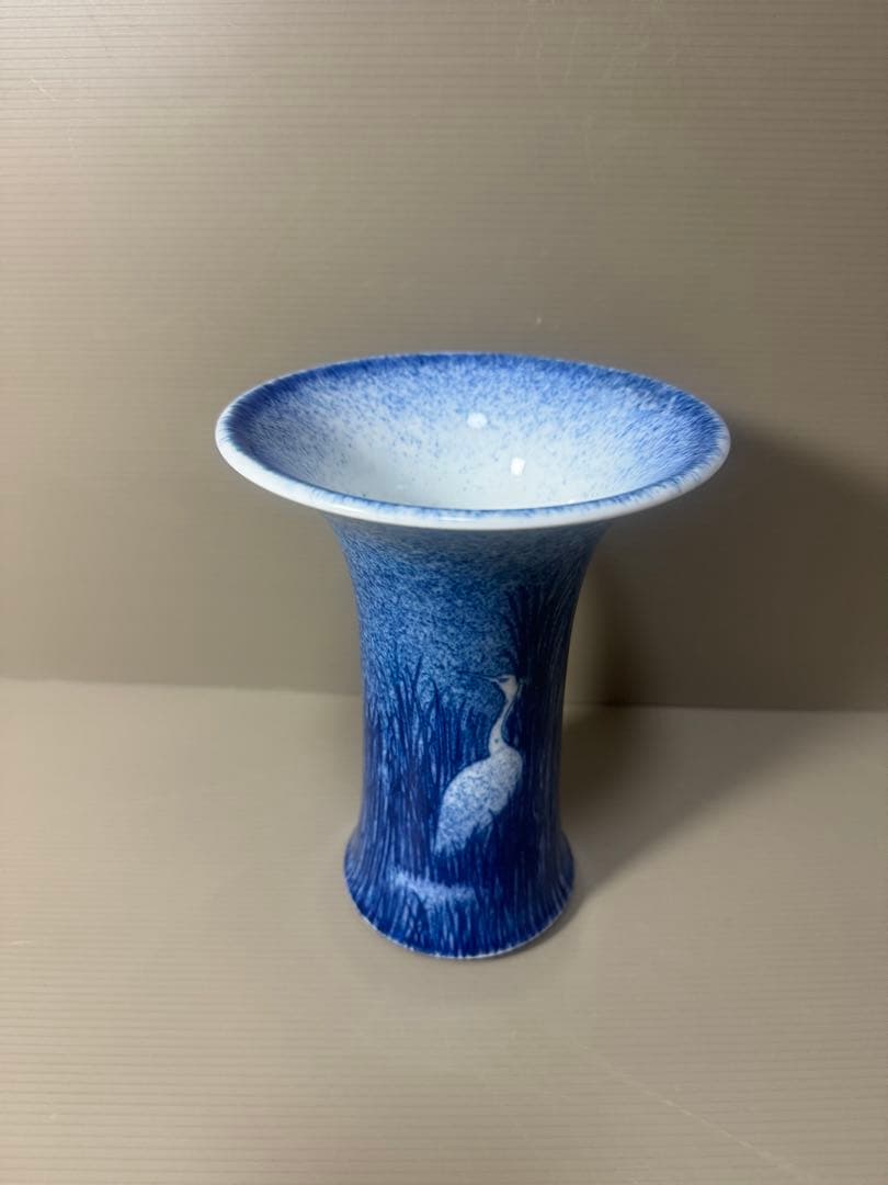 2116 深川製磁　染付鶴文　花瓶