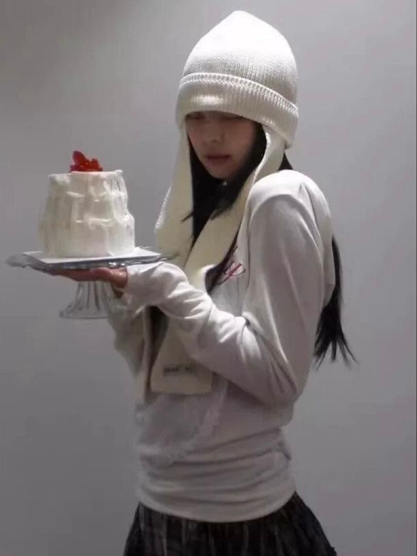 open yy マフラー ニット帽 ベージュ