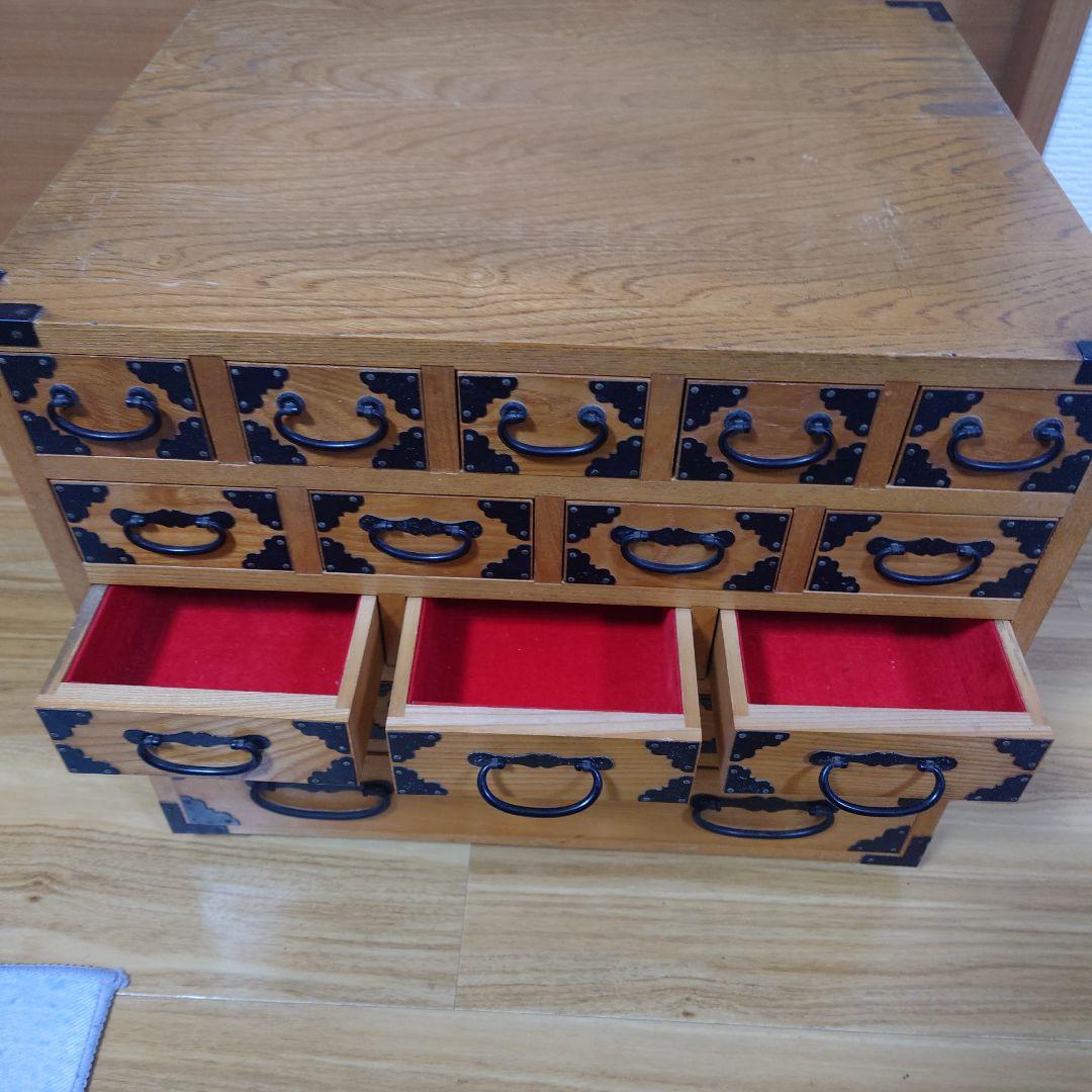 骨董品　薬箪笥　薬箱　小箪笥　5段小引き出し　17杯　昭和レトロ　和箪笥