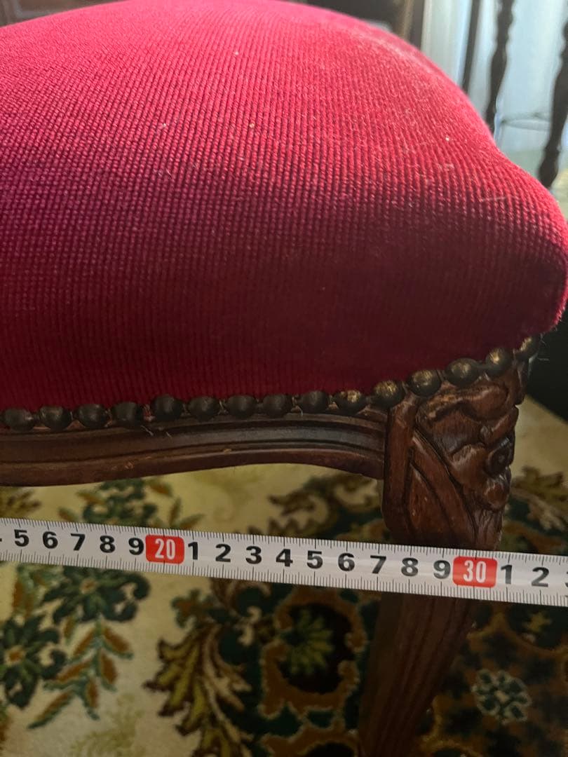 オットマン スツール 猫脚 アンティーク 赤 インテリア ビンテージ