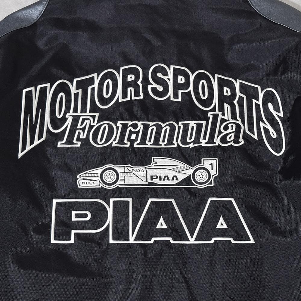 当時物 80s PIAA 中嶋悟 F1 刺繍 レザー レーシングジャケット 黒