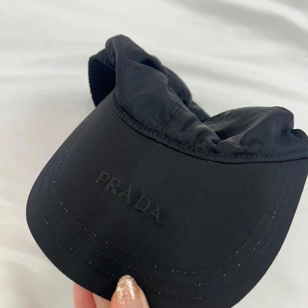 J531 プラダ イタリア製 ロゴ刺繍 ベースボールキャップ レディース