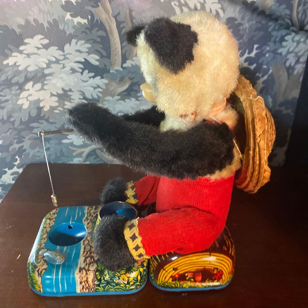 希少　アルプス商事　当時物　釣りをするパンダ　ブリキオモチャ