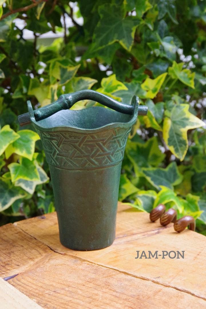 【長期保管品/当時物昭和レトロ】南部鉄器(鋳鉄/鋳物) 吊るし花器/猿手3本付き