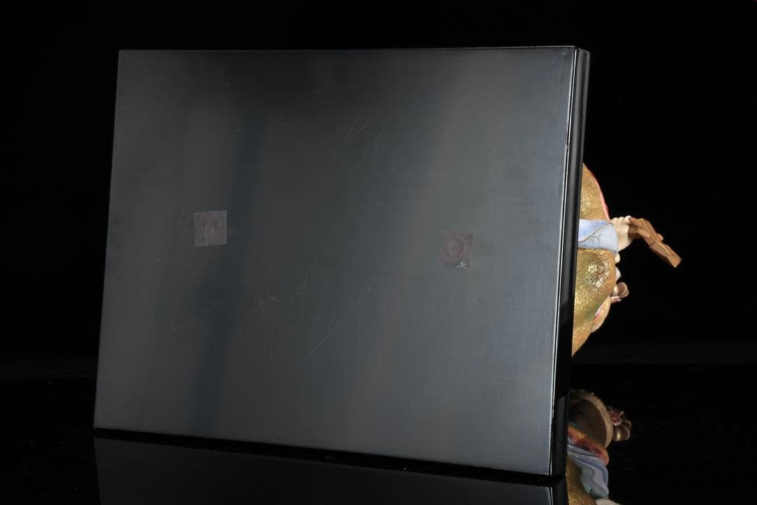 現代大仏師 向吉悠睦 秀逸作 木彫彩色像 琵琶を奏でる天女 ガラスケース 共箱付