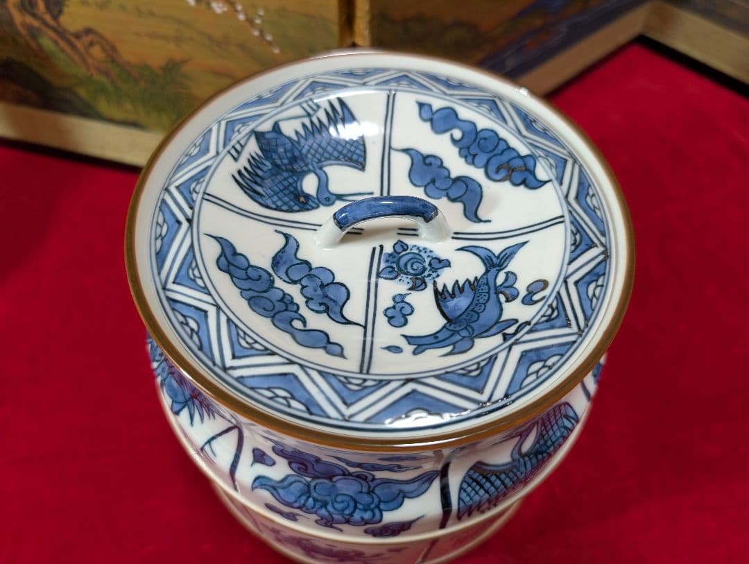 茶道具　皆具　染付祥文　平安 手塚祥堂