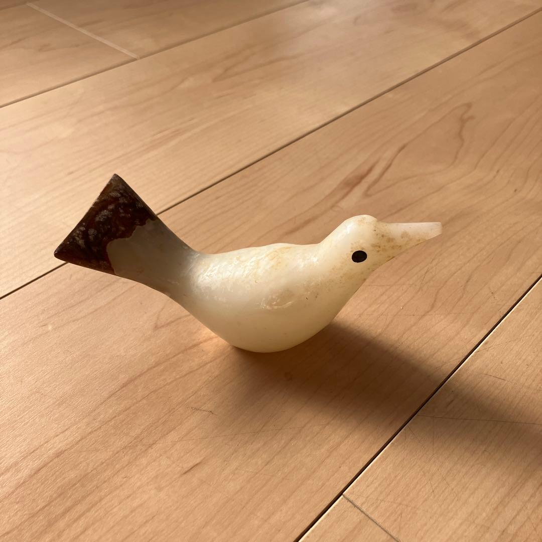 石製 鳥型装飾品 白茶