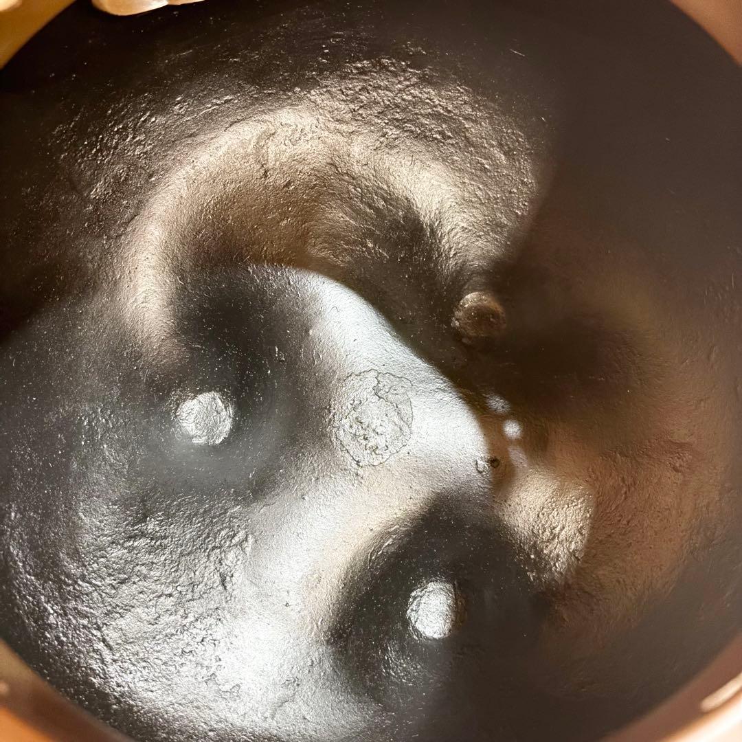 【美品】高岡鋳師 金森紹栄作 南鐐摘み平丸霰釜添 唐銅鬼面風炉 茶釜