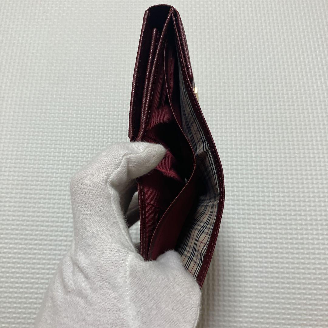 ・未使用　BURBERRY バーバリー　レザー二つ折り財布　ワイン