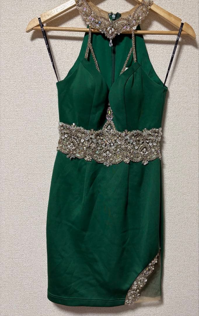 エンジェルアール ビジュー ホルター タイト キャバドレス グリーン 緑