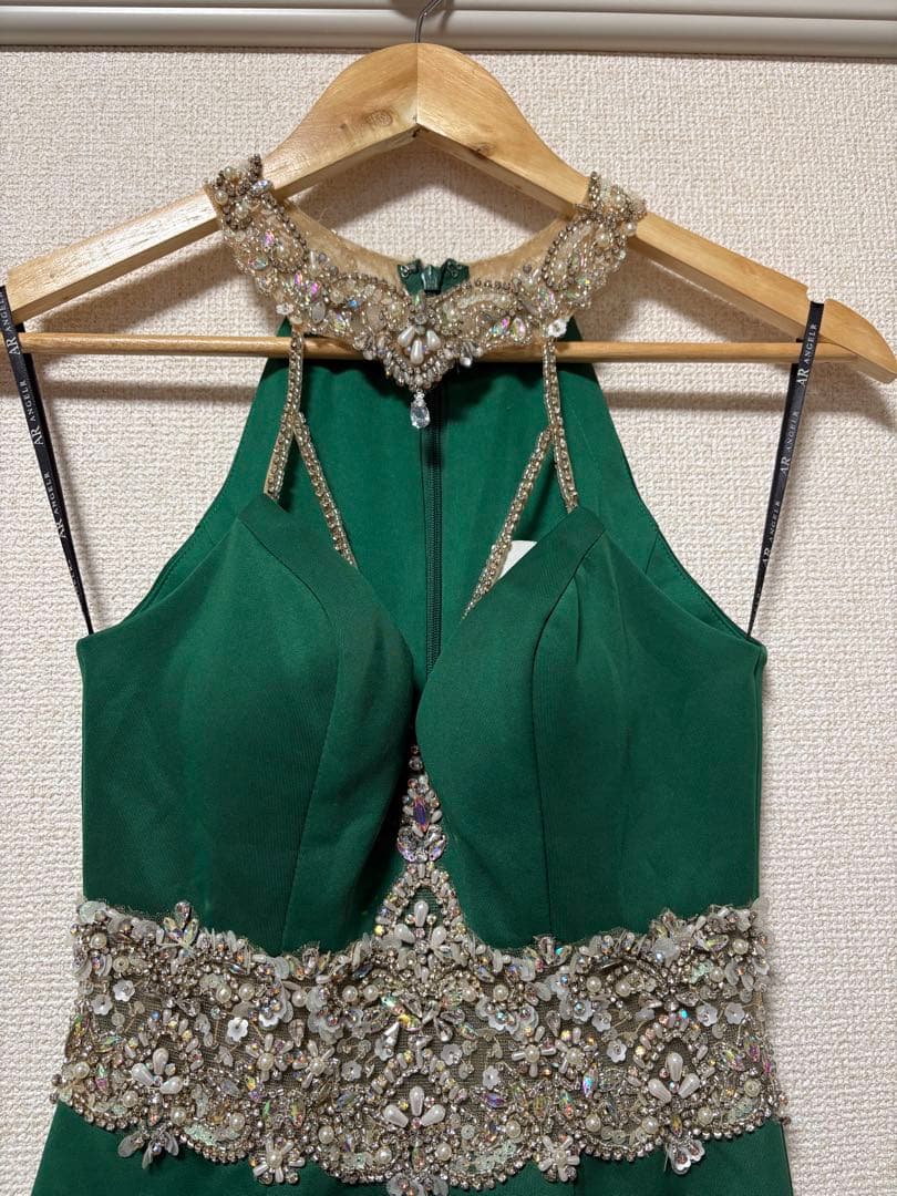 エンジェルアール ビジュー ホルター タイト キャバドレス グリーン 緑